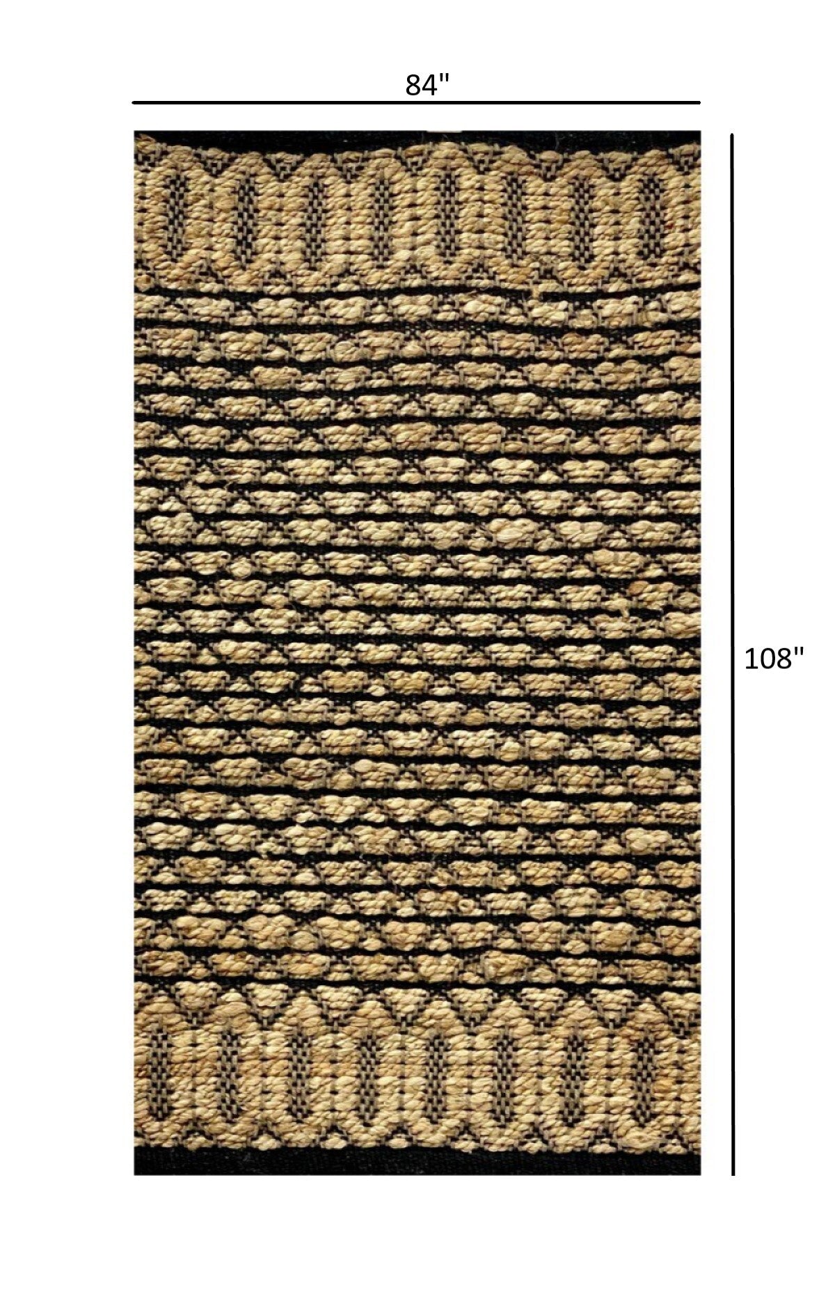 7' x 9' Tan and Black Ornate Geometric Area Rug