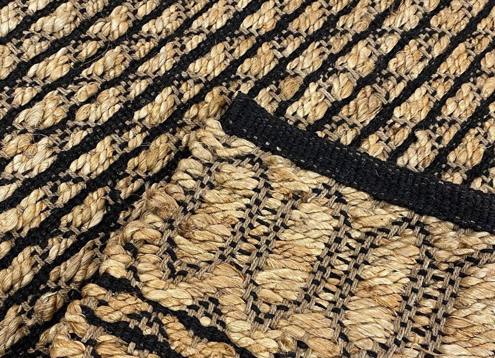 7' x 9' Tan and Black Ornate Geometric Area Rug