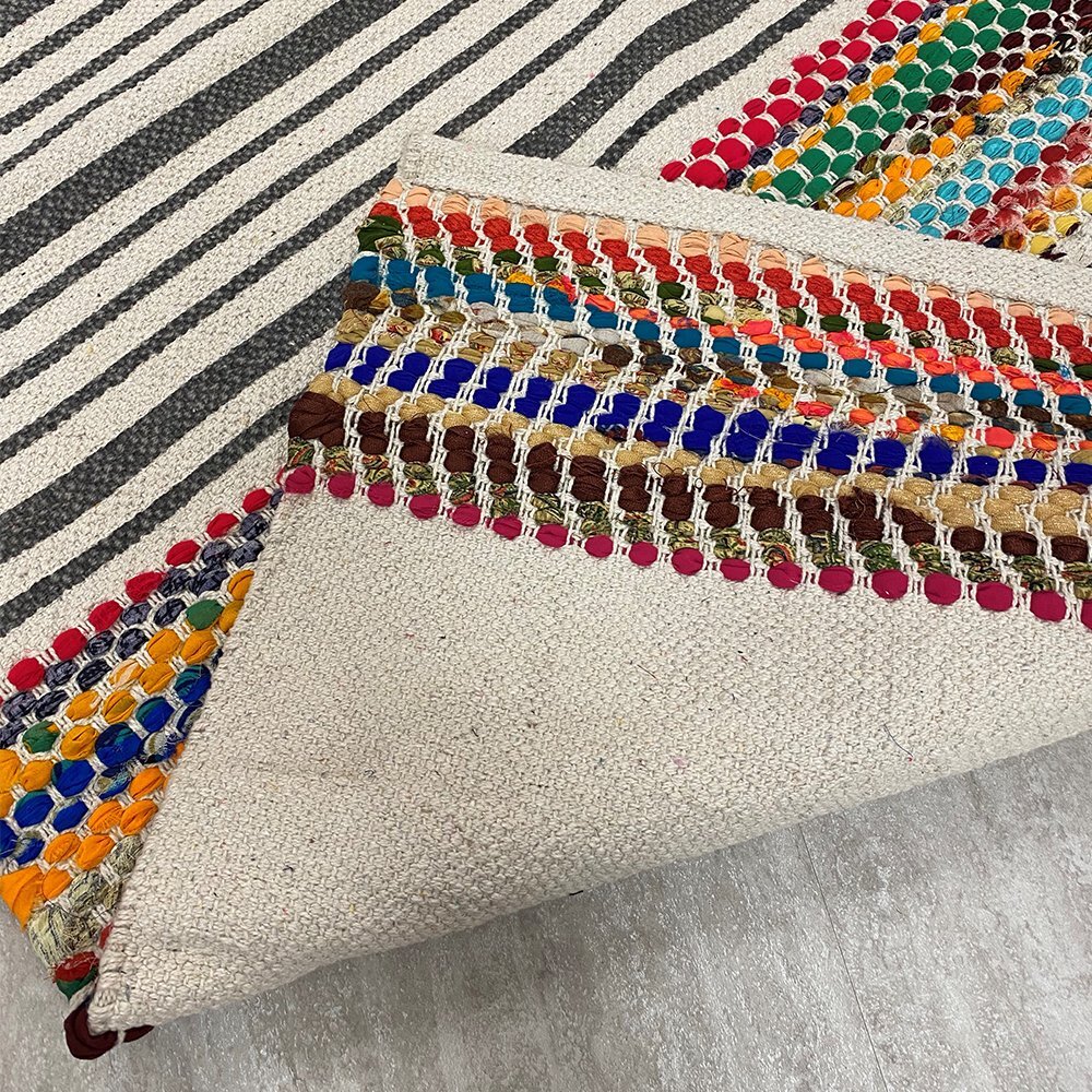2' x 3' Multicolored Striped Chindi Scatter Rug