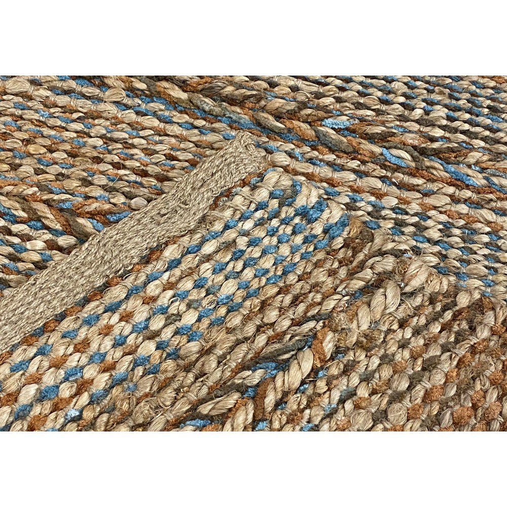 2' x 5' Seafoam and Tan Braided Stripe Area Rug