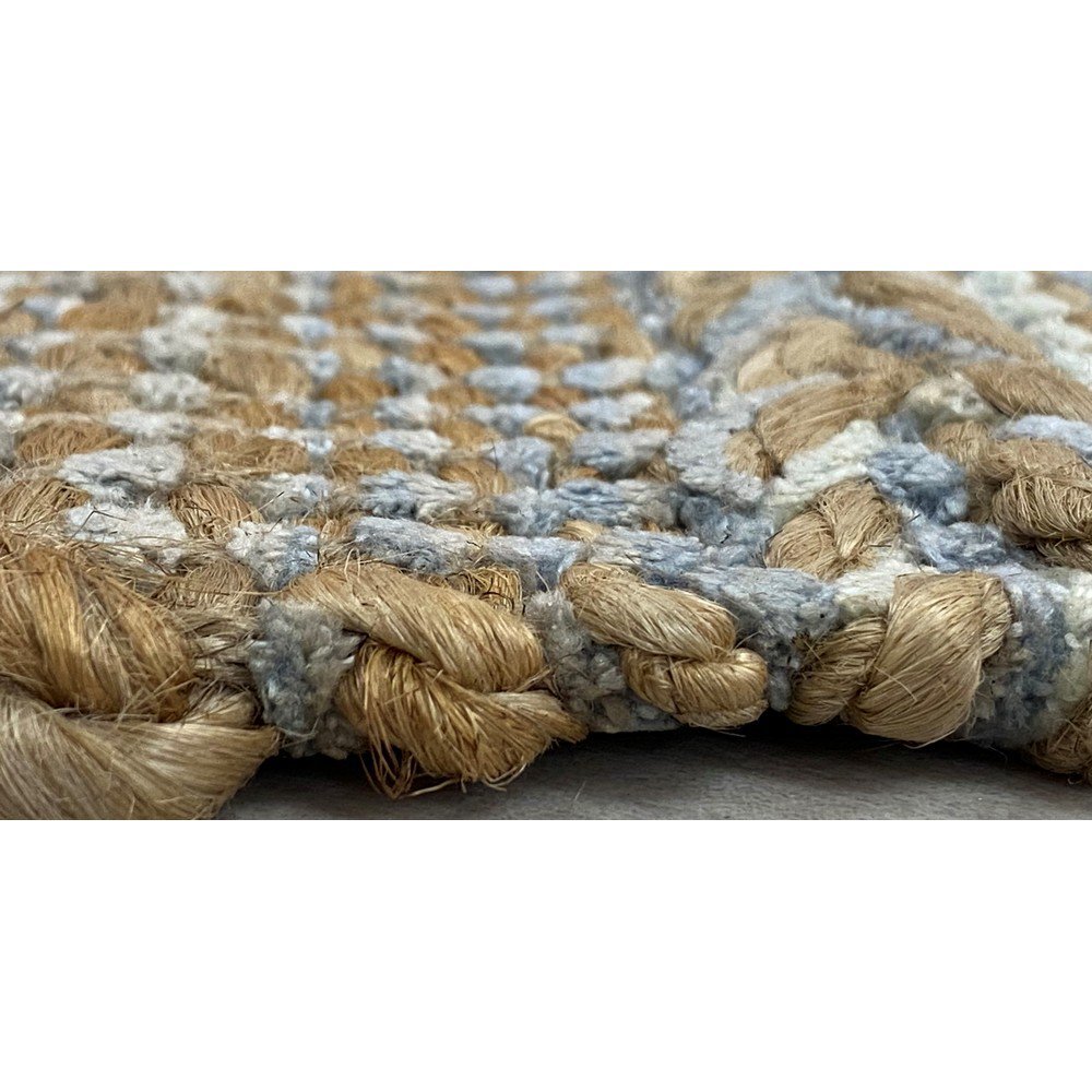 3' x 4' Soft Blue and Tan Braided Stripe Area Rug