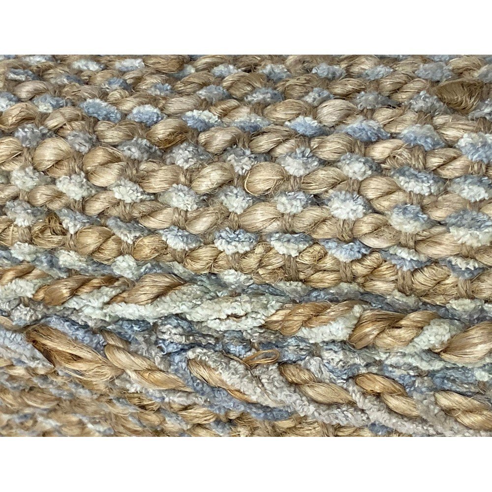 3' x 4' Soft Blue and Tan Braided Stripe Area Rug