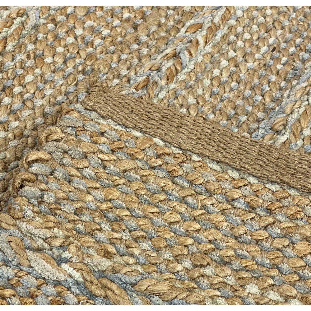3' x 4' Soft Blue and Tan Braided Stripe Area Rug