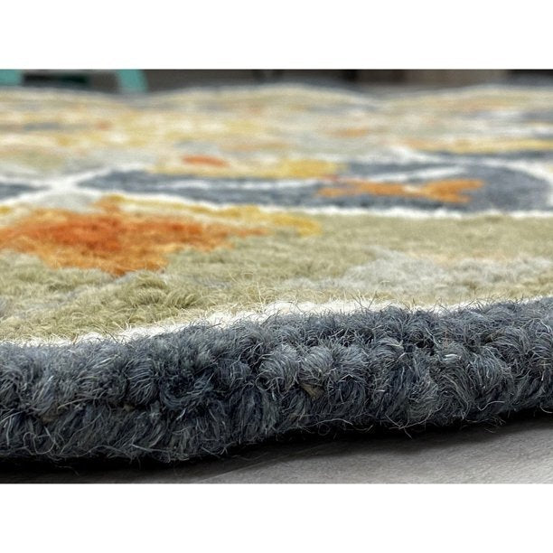 7' Round Charcoal Scalloped Edge Area Rug