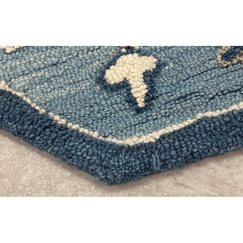 3' Round Blue Traditional Medallion Area Rug