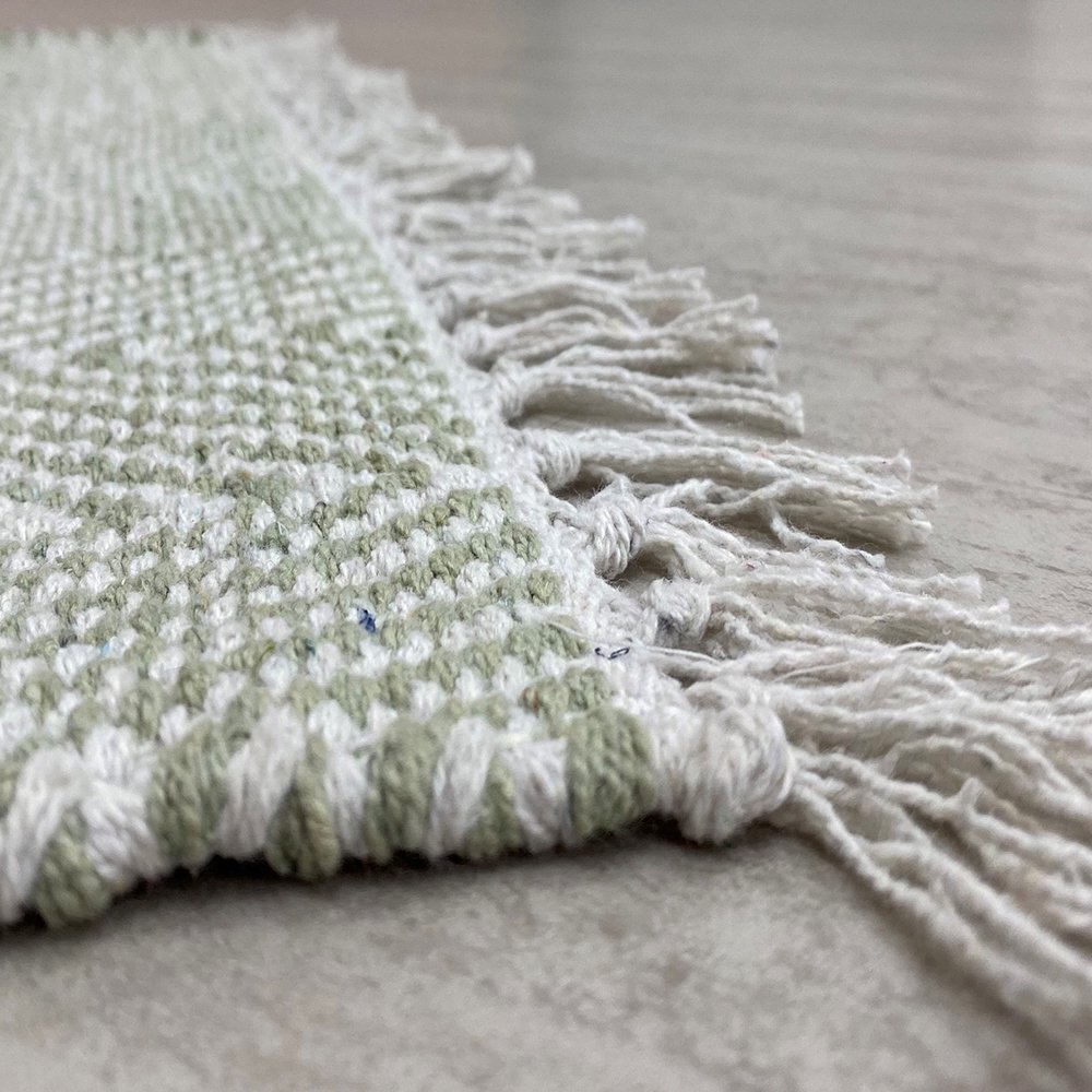 2' x 4' Green and White Chevron Striped Area Rug