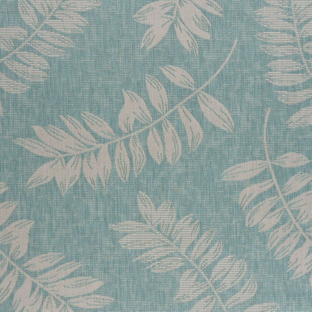 8' x 10' Teal and Ash Sprigs Indoor Outdoor Area Rug