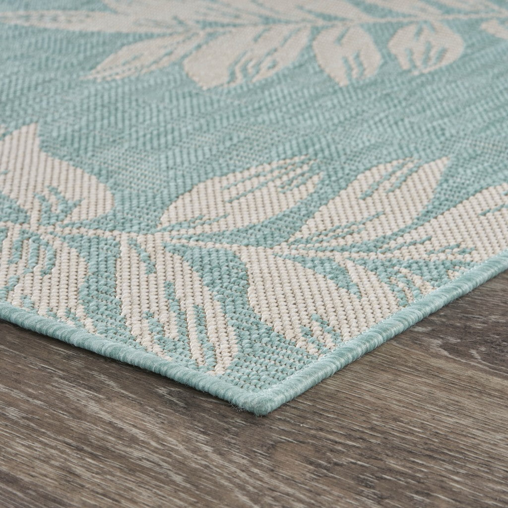 8' x 10' Teal and Ash Sprigs Indoor Outdoor Area Rug