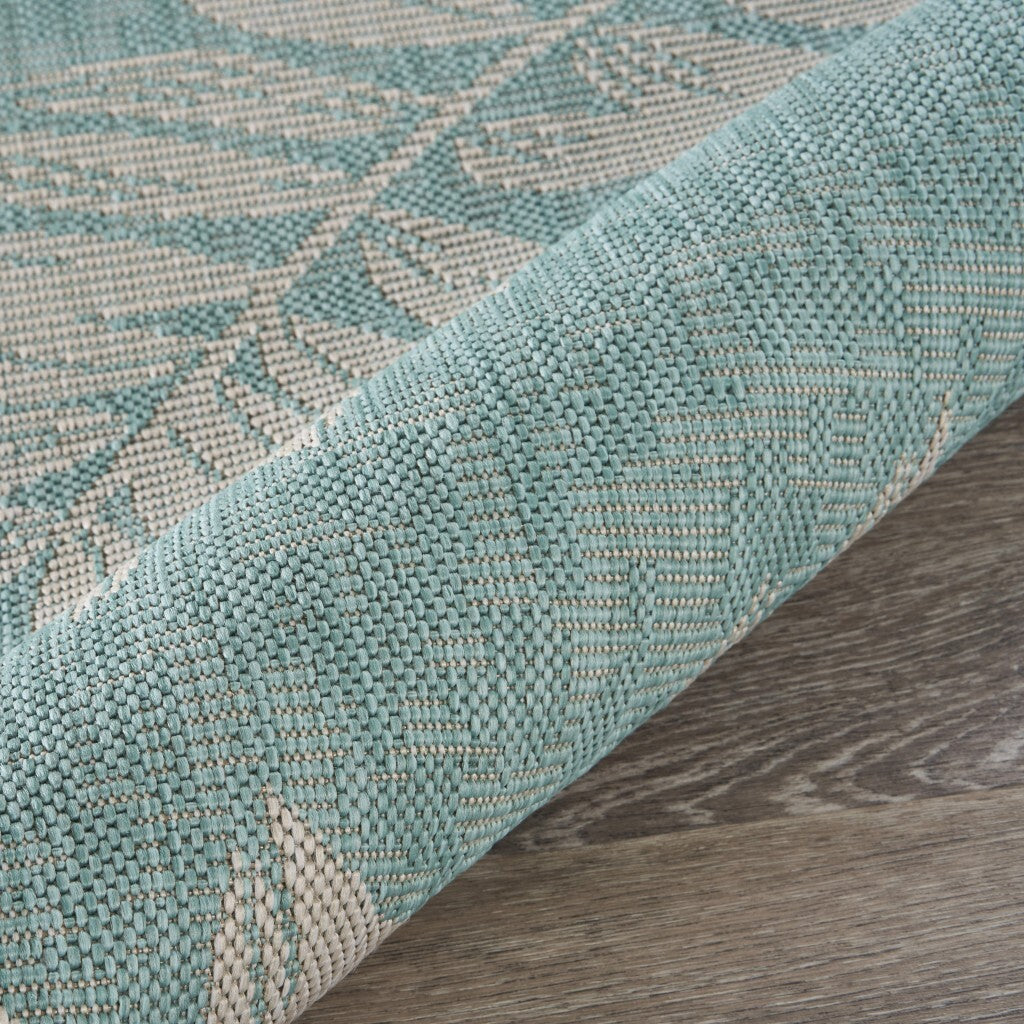 8' x 10' Teal and Ash Sprigs Indoor Outdoor Area Rug