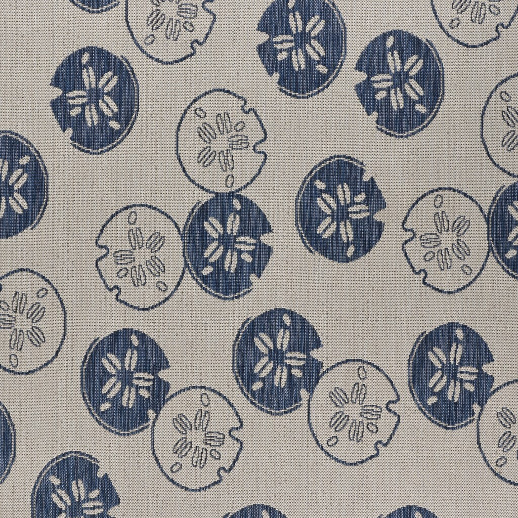 5' x 7' Navy Sand Dollars Indoor Outdoor Area Rug