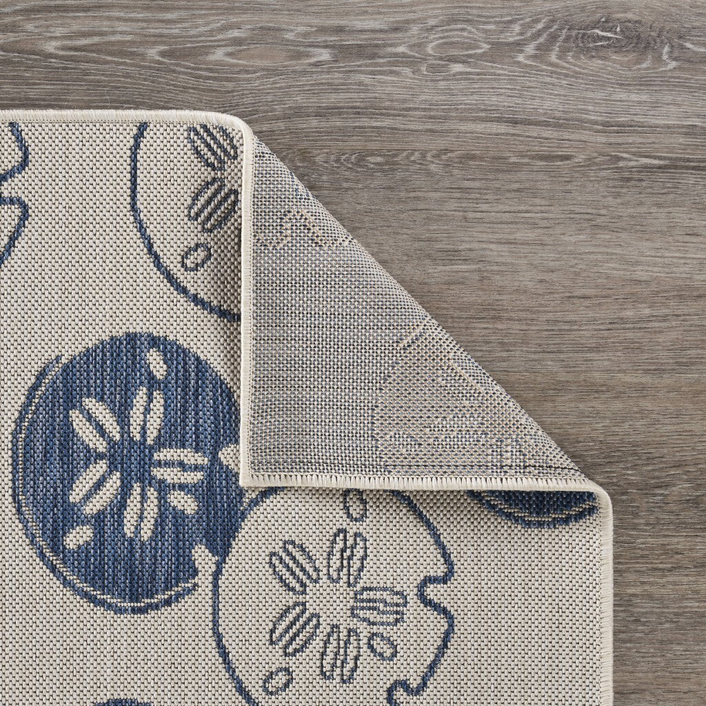 5' x 7' Navy Sand Dollars Indoor Outdoor Area Rug