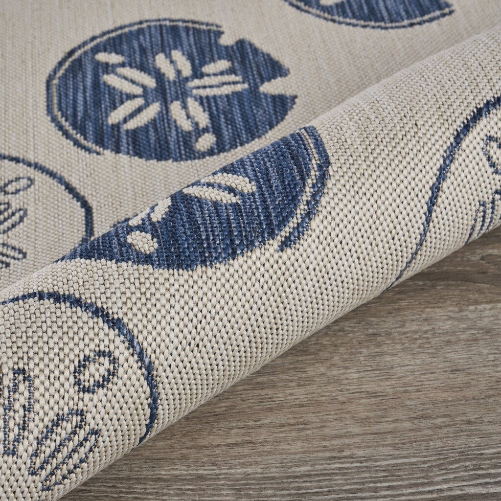 8' x 10' Navy Sand Dollar Indoor Outdoor Area Rug