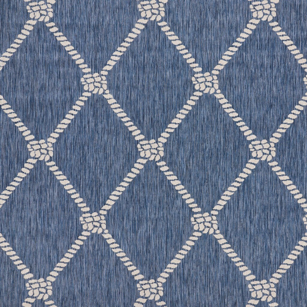 8' x 10' Round Navy Knot Indoor Outdoor Area Rug