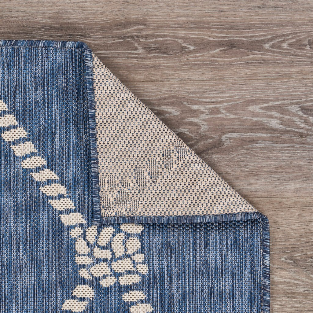 8' x 10' Round Navy Knot Indoor Outdoor Area Rug