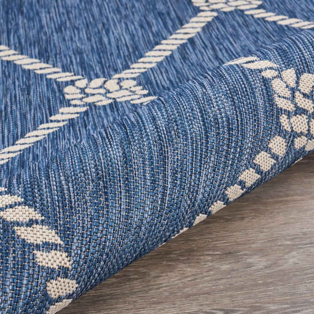 8' x 10' Round Navy Knot Indoor Outdoor Area Rug