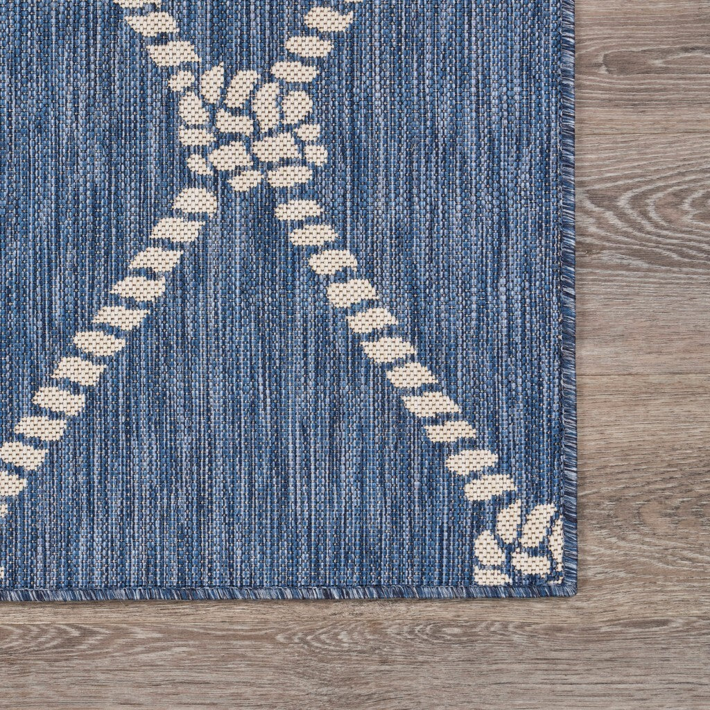 8' x 10' Round Navy Knot Indoor Outdoor Area Rug