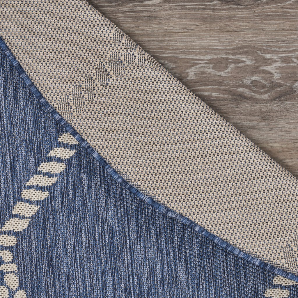 8' Round Navy Knot Indoor Outdoor Area Rug