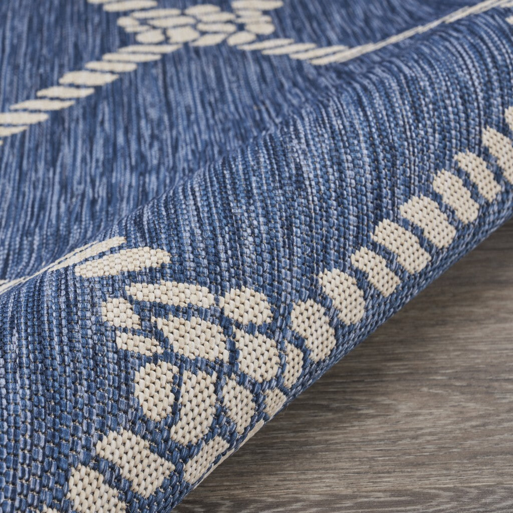 8' Round Navy Knot Indoor Outdoor Area Rug