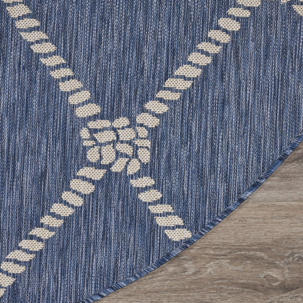 8' Round Navy Knot Indoor Outdoor Area Rug