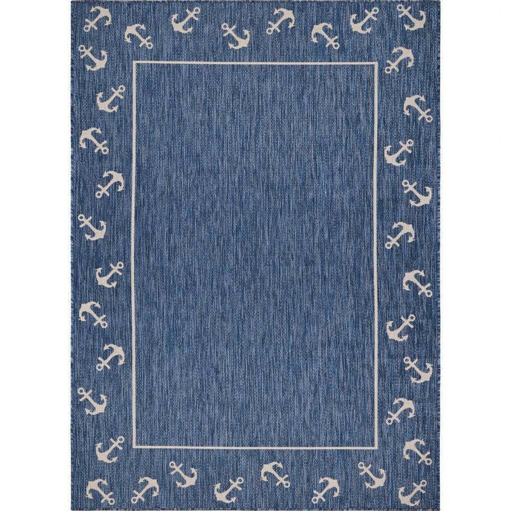 2' x 3' Navy Anchor Indoor Outdoor Scatter Rug