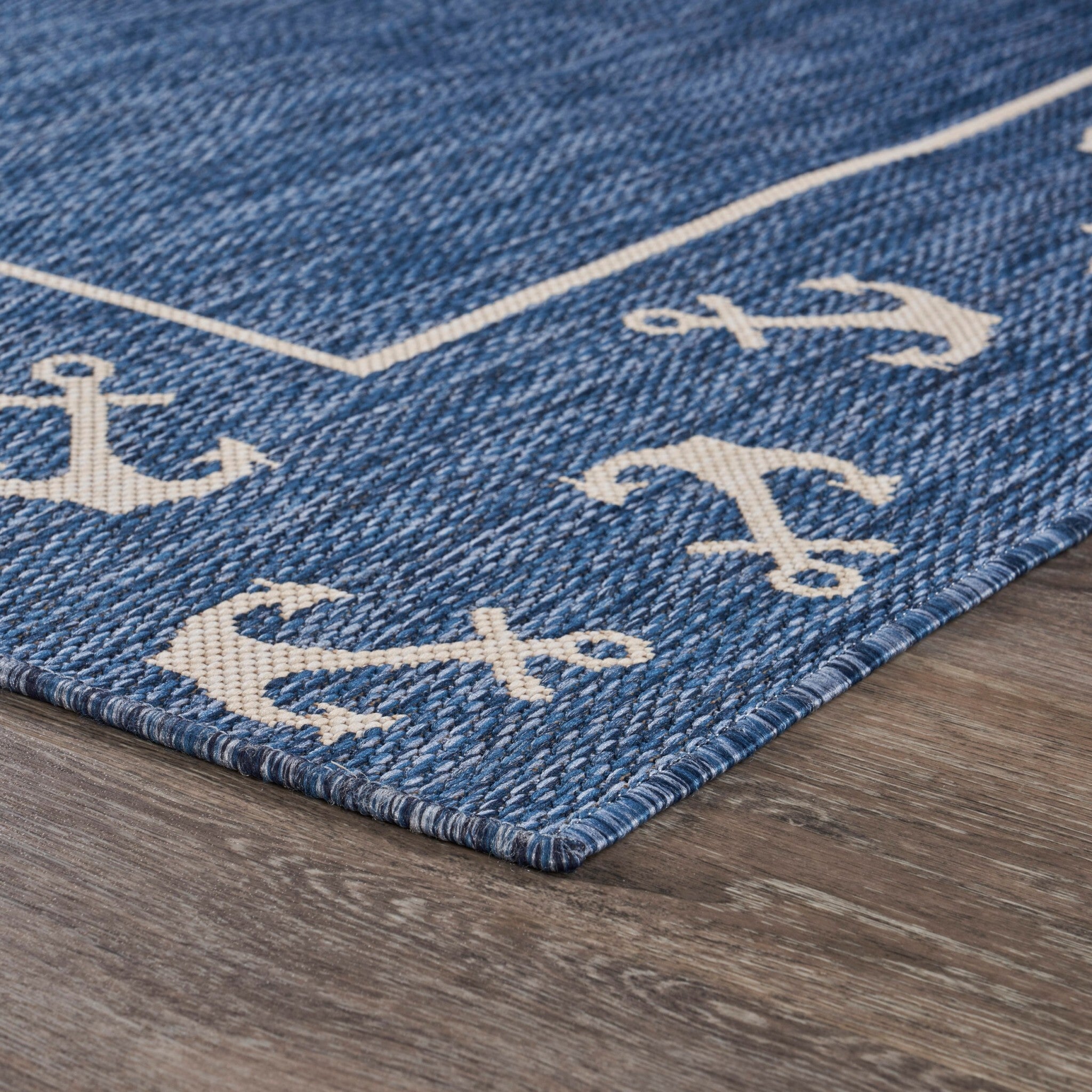 2' x 3' Navy Anchor Indoor Outdoor Scatter Rug