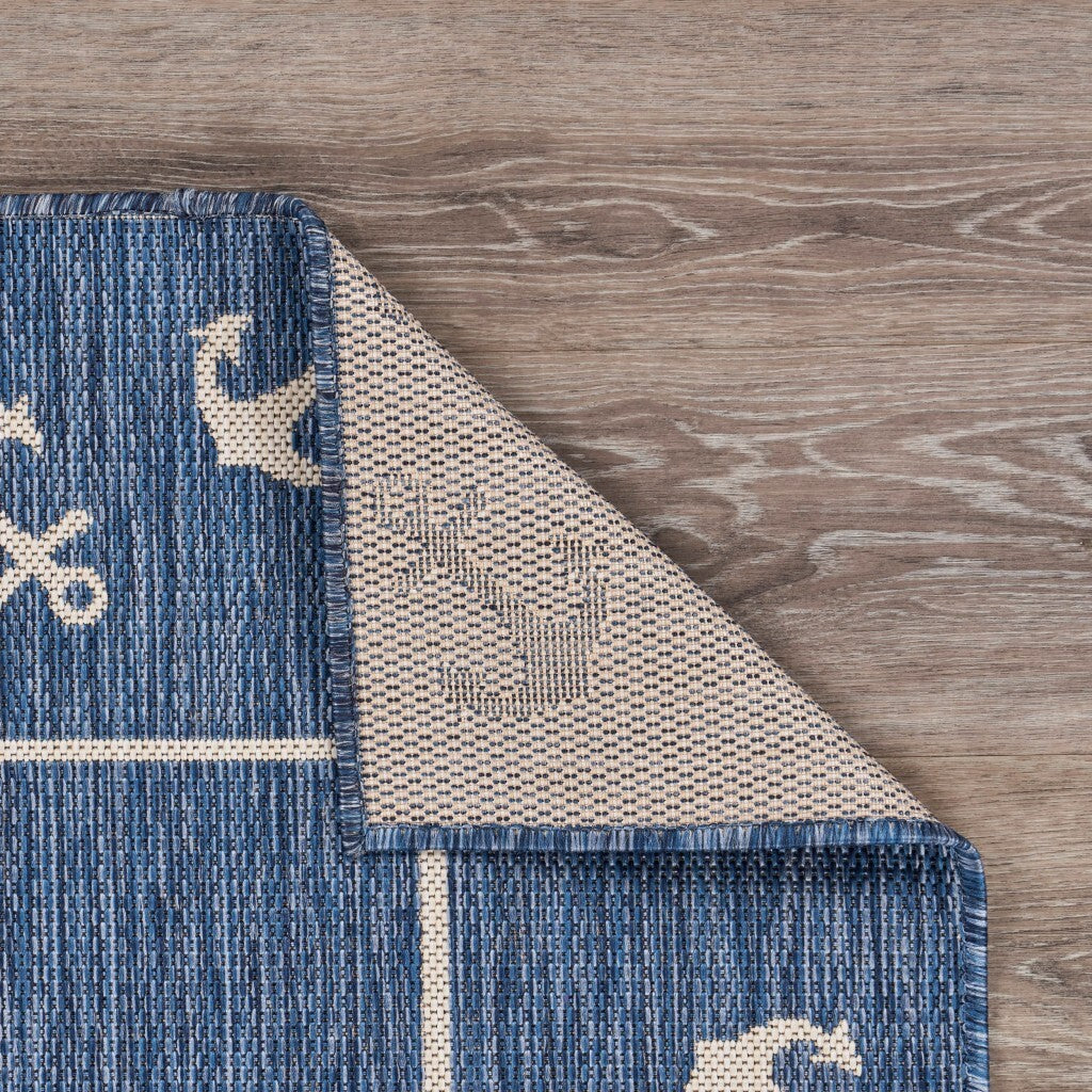 2' x 3' Navy Anchor Indoor Outdoor Scatter Rug