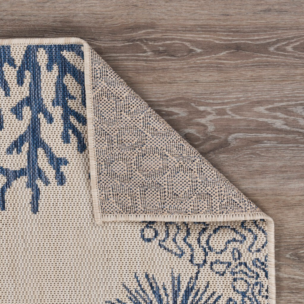 2' x 3' Navy Reef Border Indoor Outdoor Scatter Rug