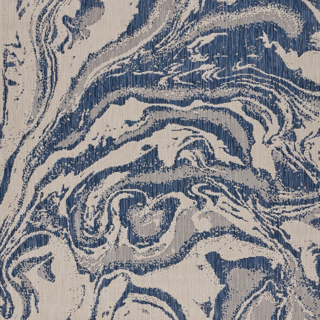 2' x 3' Navy Abstract Indoor Outdoor Scatter Rug