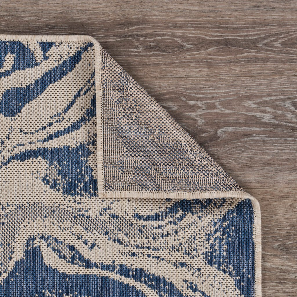 2' x 3' Navy Abstract Indoor Outdoor Scatter Rug
