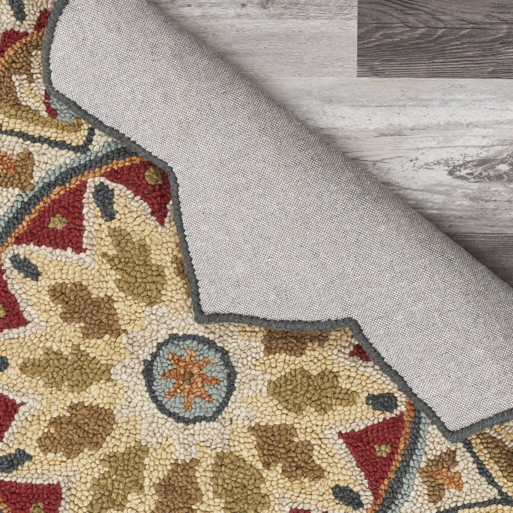 6' Round Red Decorative Petaled Edge Area Rug