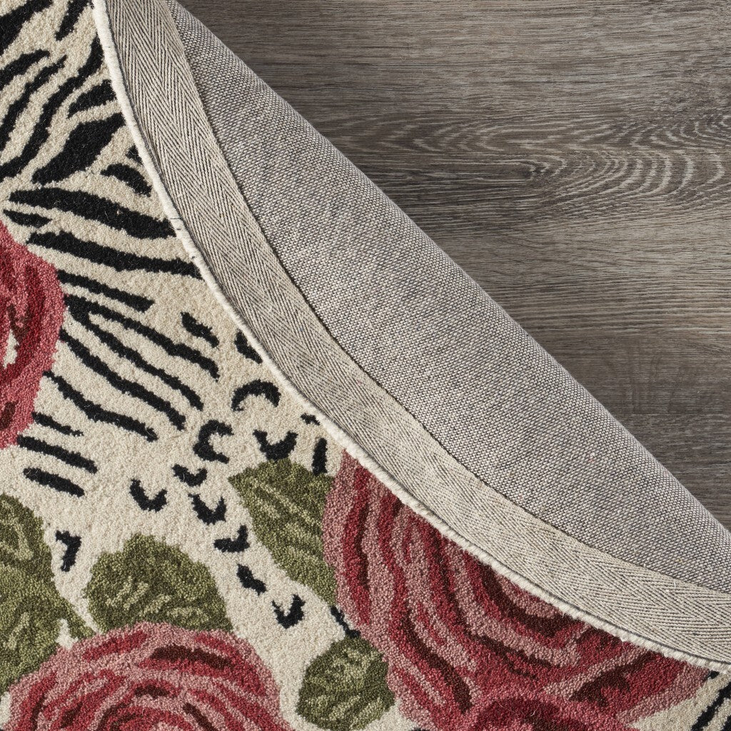 6' Round Red Rose Bed Area Rug