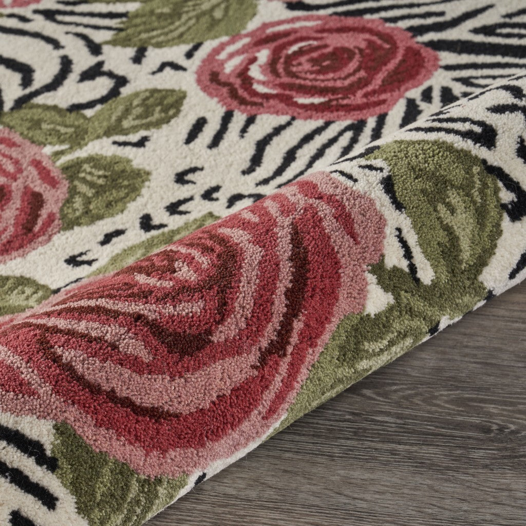 6' Round Red Rose Bed Area Rug