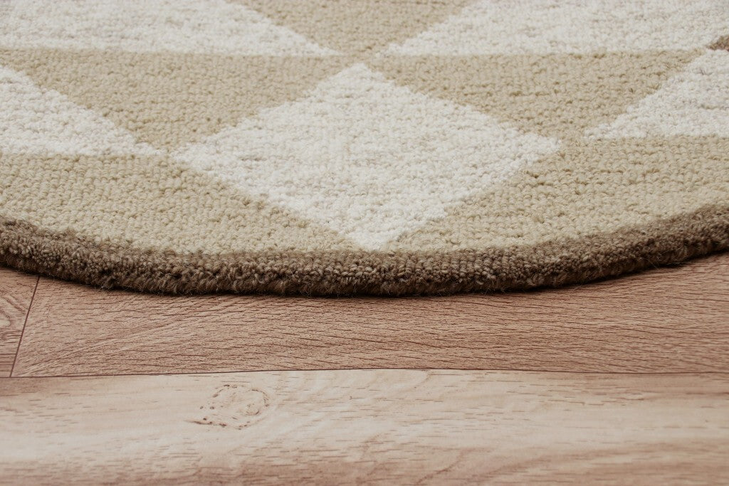 6' Round Brown Bohemian Geometric Area Rug