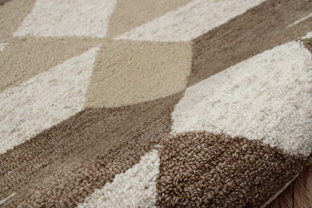 6' Round Brown Bohemian Geometric Area Rug