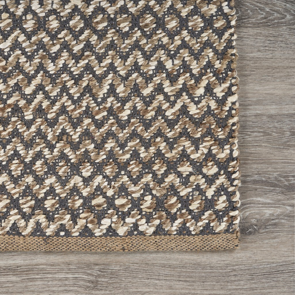 3' x 5' Gray Toned Chevron Patterned Runner Rug