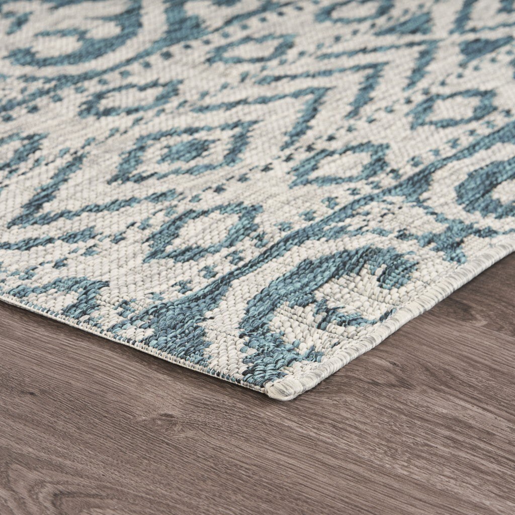 8' x 10' Blue Geometric Indoor Outdoor Area Rug