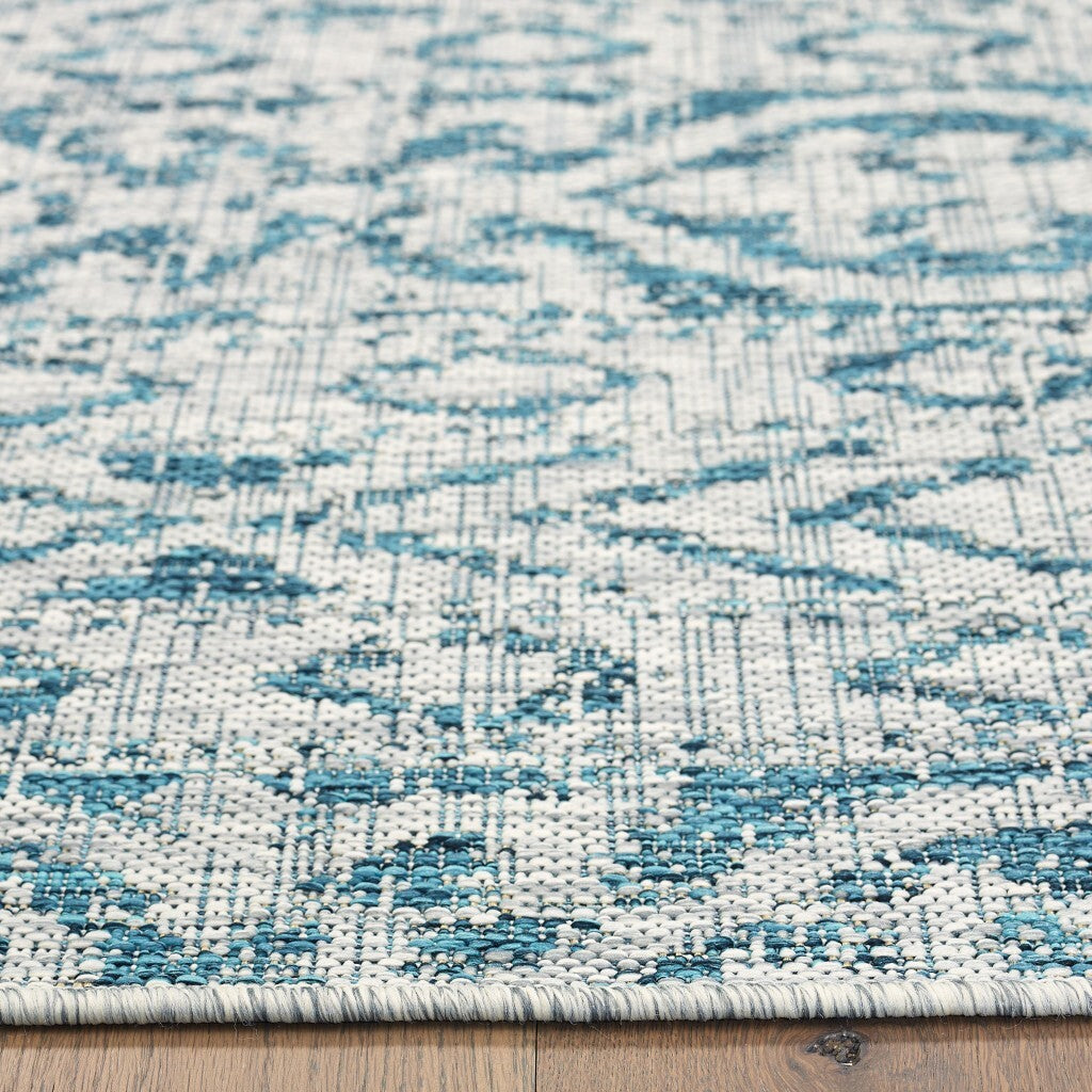 8' x 10' Blue Geometric Indoor Outdoor Area Rug