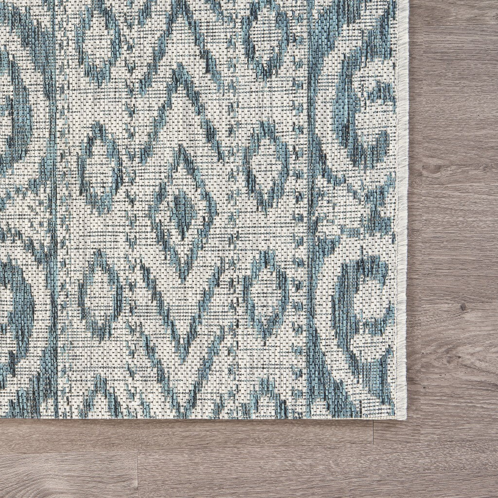 8' x 10' Blue Geometric Indoor Outdoor Area Rug