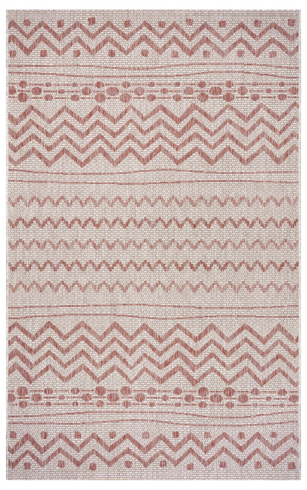 5' x 8' Red Zigzag Indoor Outdoor Area Rug