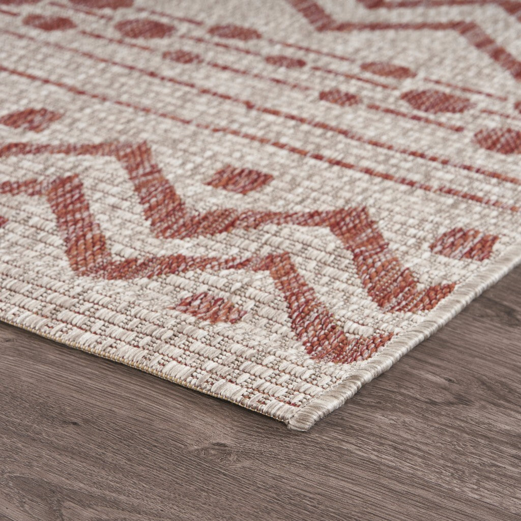 5' x 8' Red Zigzag Indoor Outdoor Area Rug