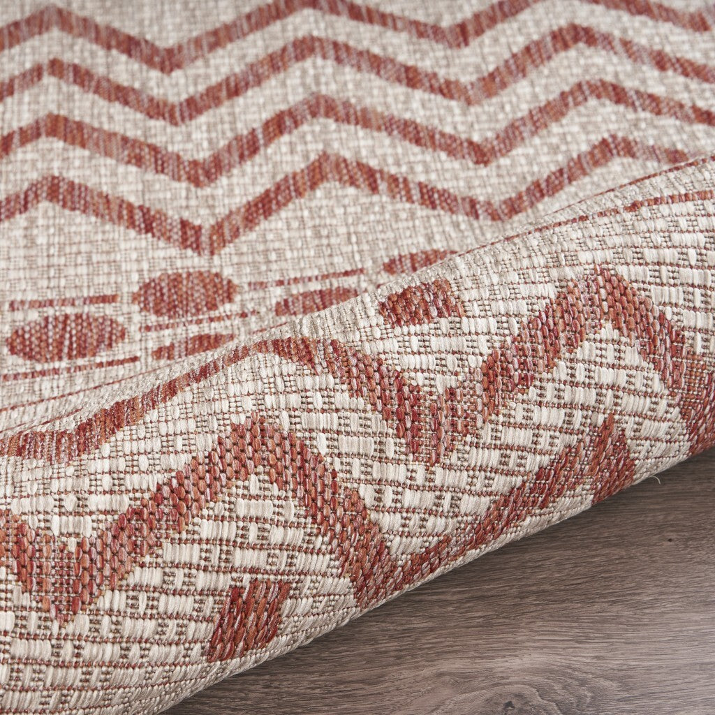 5' x 8' Red Zigzag Indoor Outdoor Area Rug