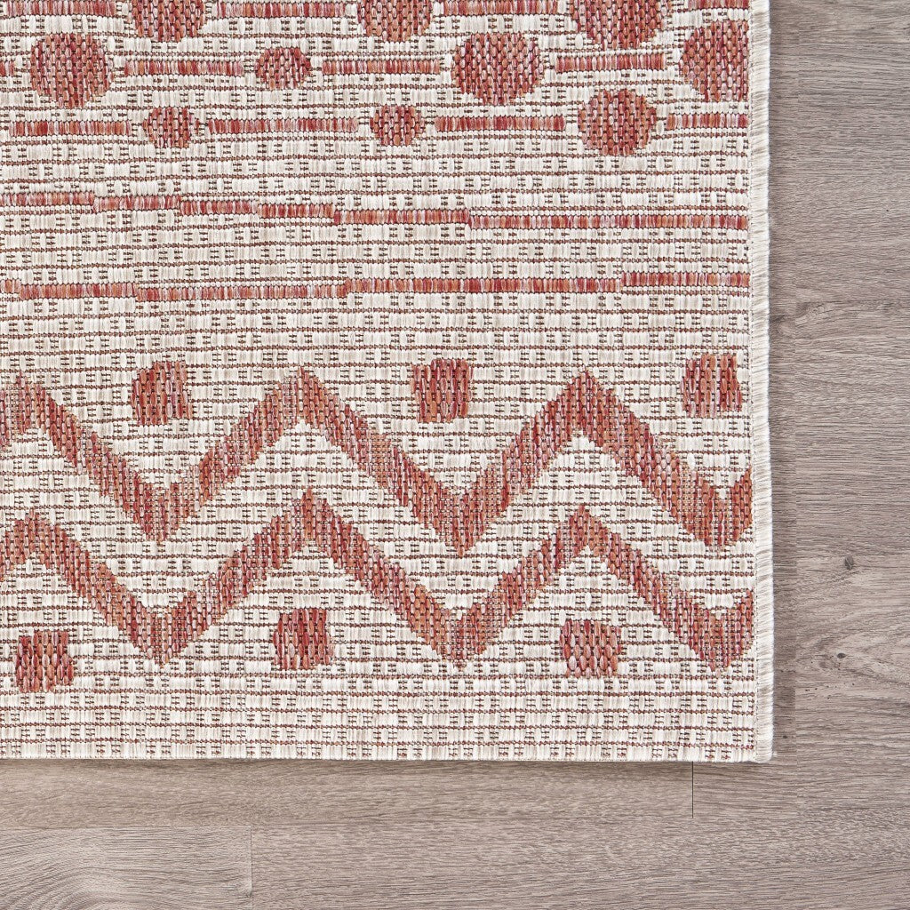 5' x 8' Red Zigzag Indoor Outdoor Area Rug