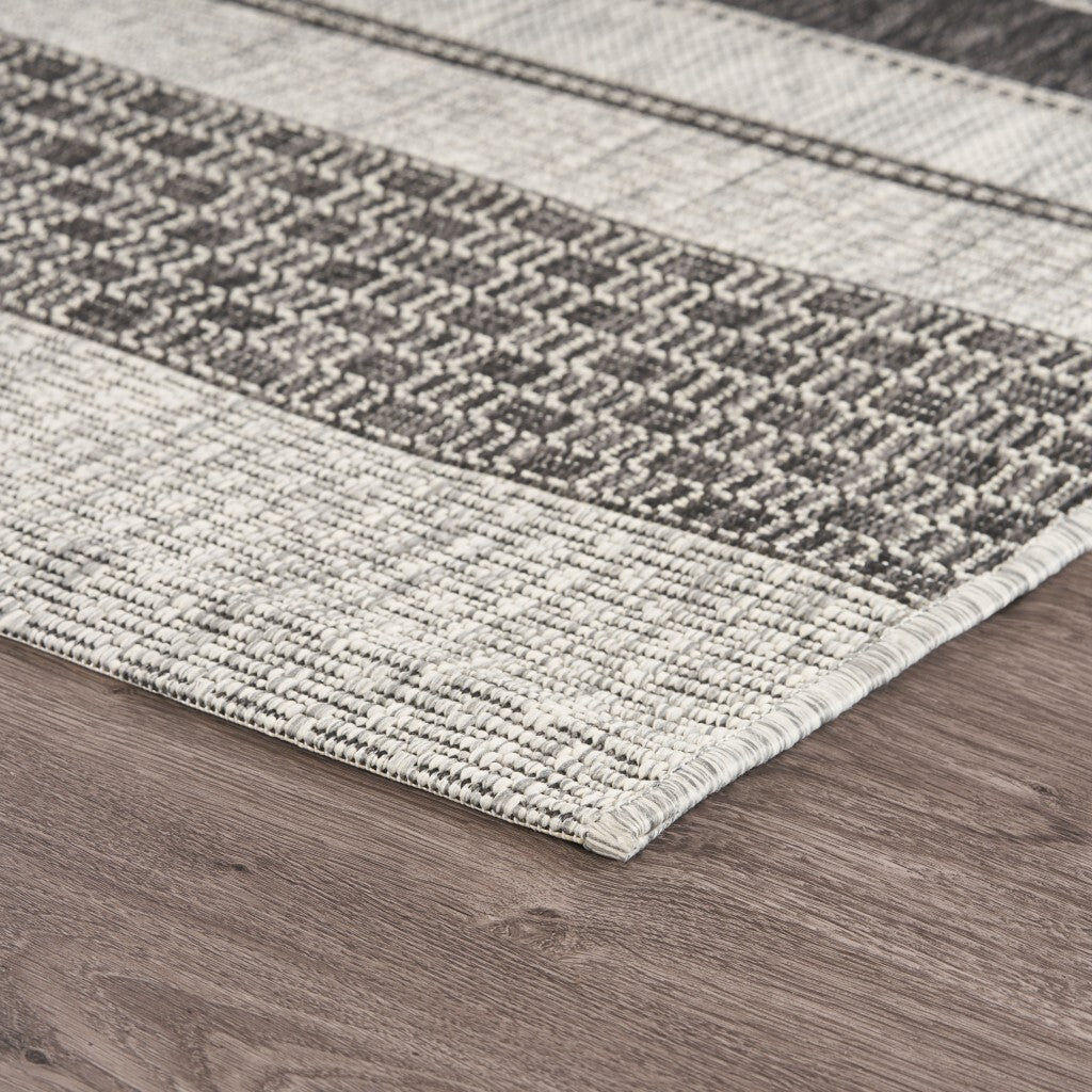 8' x 10' Gray Stripe Indoor Outdoor Area Rug