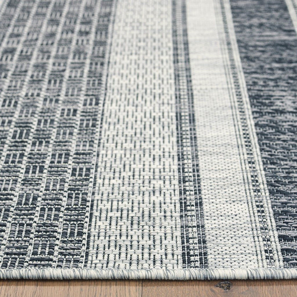 8' x 10' Gray Stripe Indoor Outdoor Area Rug