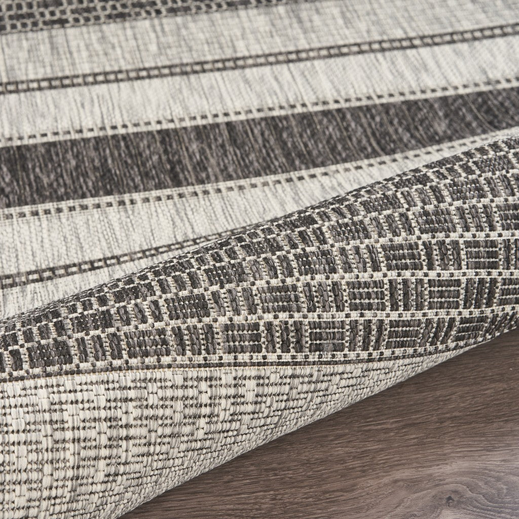 8' x 10' Gray Stripe Indoor Outdoor Area Rug