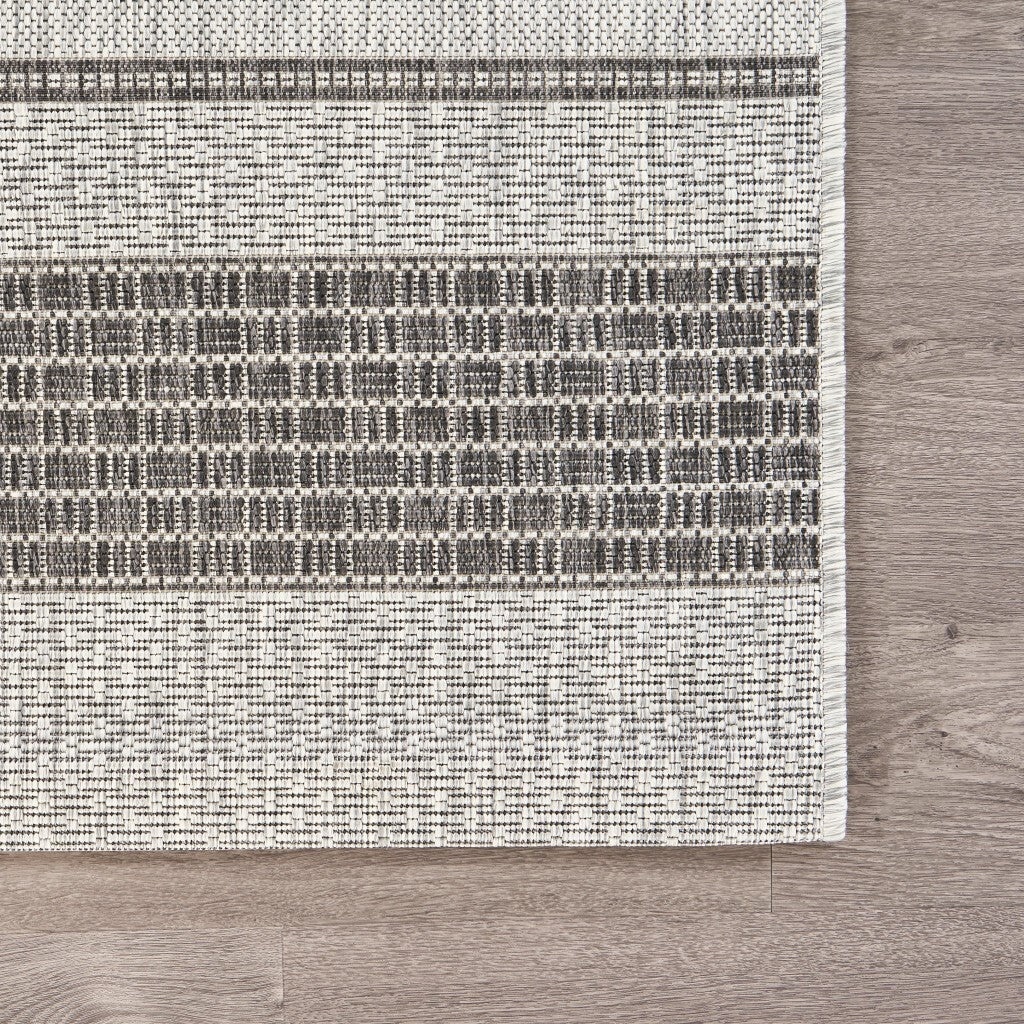 8' x 10' Gray Stripe Indoor Outdoor Area Rug