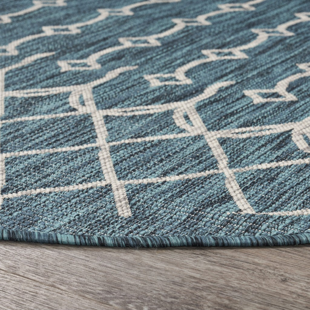 8' Round Blue Array Indoor Outdoor Area Rug