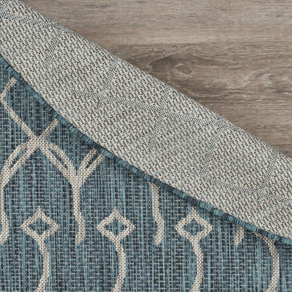8' Round Blue Array Indoor Outdoor Area Rug