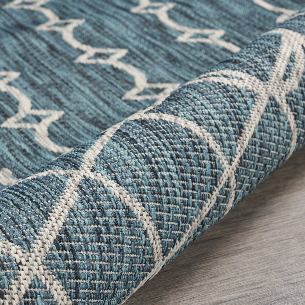 8' Round Blue Array Indoor Outdoor Area Rug