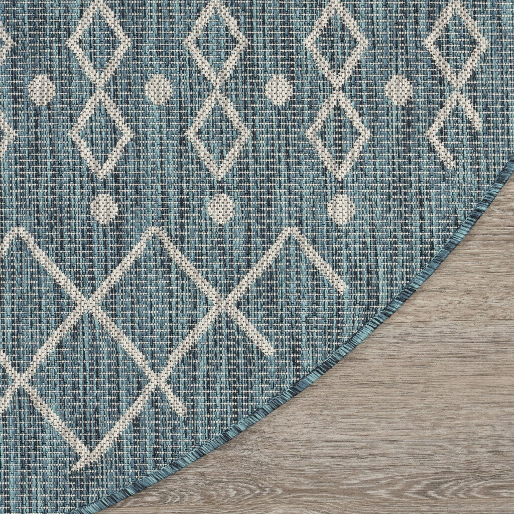 8' Round Blue Array Indoor Outdoor Area Rug